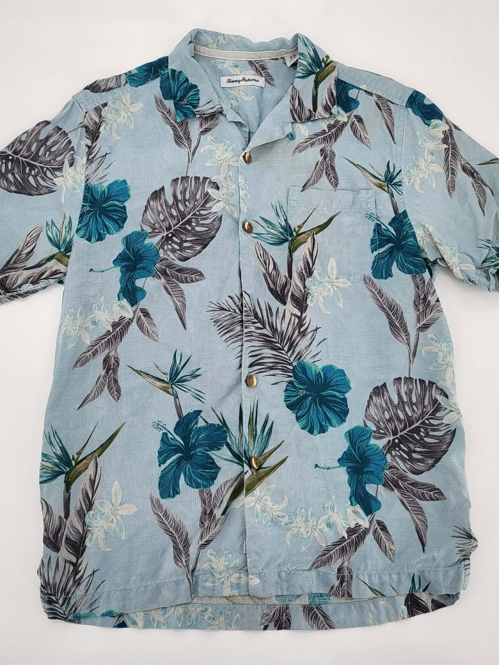 Tommy Bahama Blue Floral Short-Sleeve Camp Shirt
